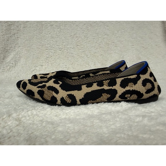 Rothys The Point Leopard Print Knit Pointed Toe Flats Brown Black Tan Womens 7.5 - Picture 3 of 10